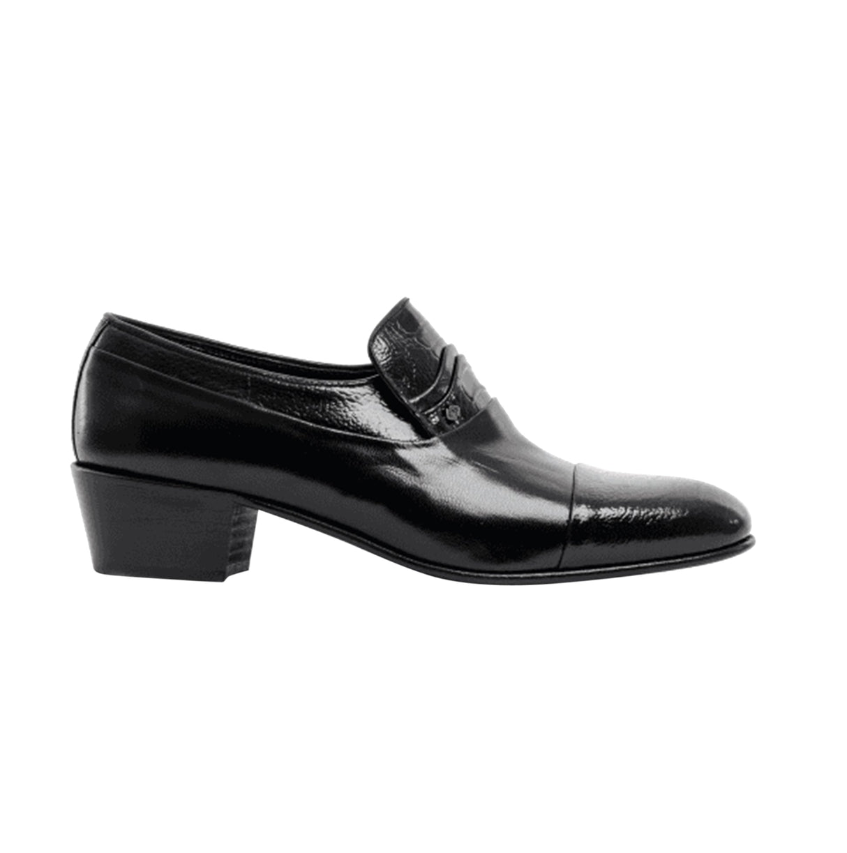 Club Cubano VALENCIA Mens Soft Leather Reptile Cuban Heel Shoes Black