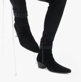 Club Cubano LENNON Mens Suede Winklepicker Cuban Heel Boots Black