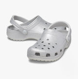 Crocs 205942-0IC CLASSIC GLITTER LINED Womens Clogs Silver Glitter