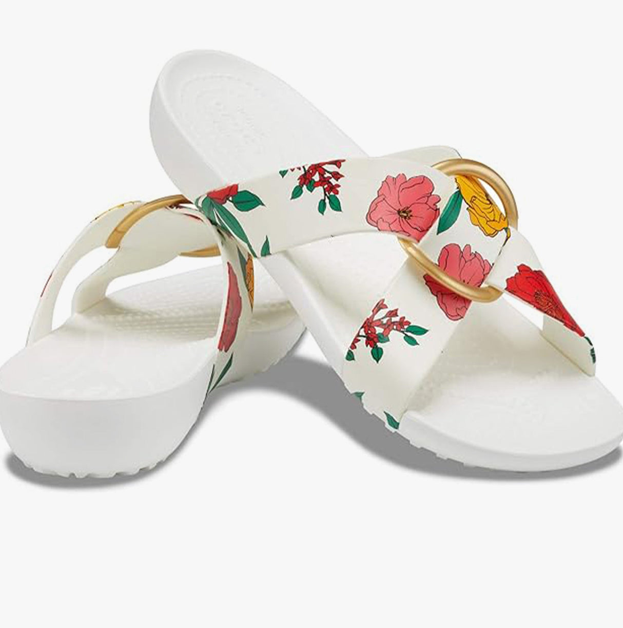 Crocs 206434-97E SERENA PRINTED CROSSBAND Womens Sandals Floral/White