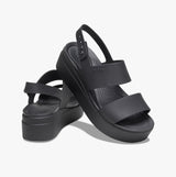 Crocs 206453-060 BROOKLYN LOW WEDGE Womens Sandals Black