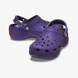 Crocs 207241-5AS CLASSIC PLATFORM GLITTER Womens Clogs Dark Iris