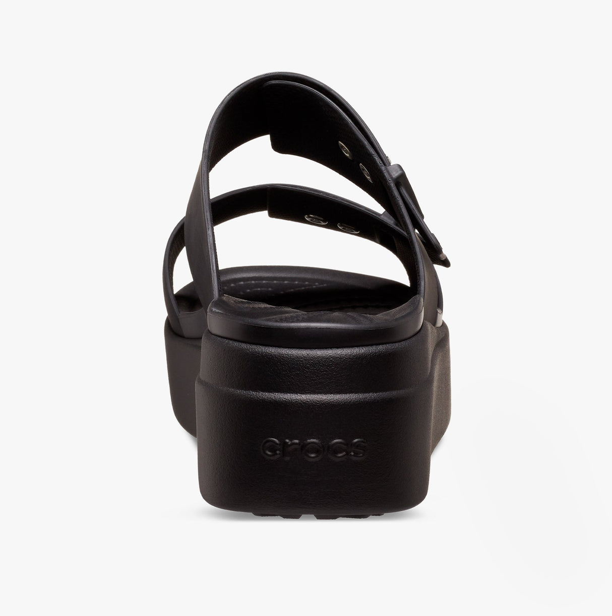 Crocs 207431-001 BROOKLYN BUCKLE LOW WEDGE Womens Sandals Black