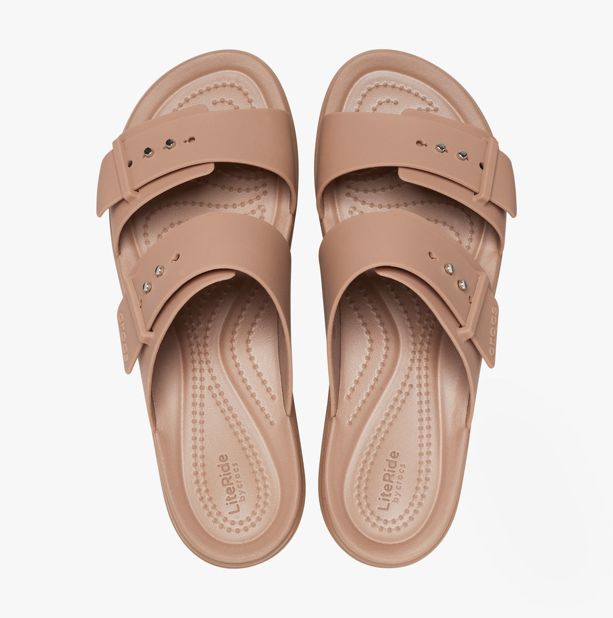 Crocs 207431-2Q9 BROOKLYN BUCKLE LOW WEDGE Womens Sandals Latte