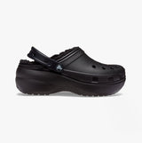 Crocs 207938-001 CLASSIC PLATFORM LINED Womens Clogs Black
