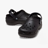 Crocs 207938-001 CLASSIC PLATFORM LINED Womens Clogs Black