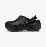 Crocs 207938-001 CLASSIC PLATFORM LINED Womens Clogs Black