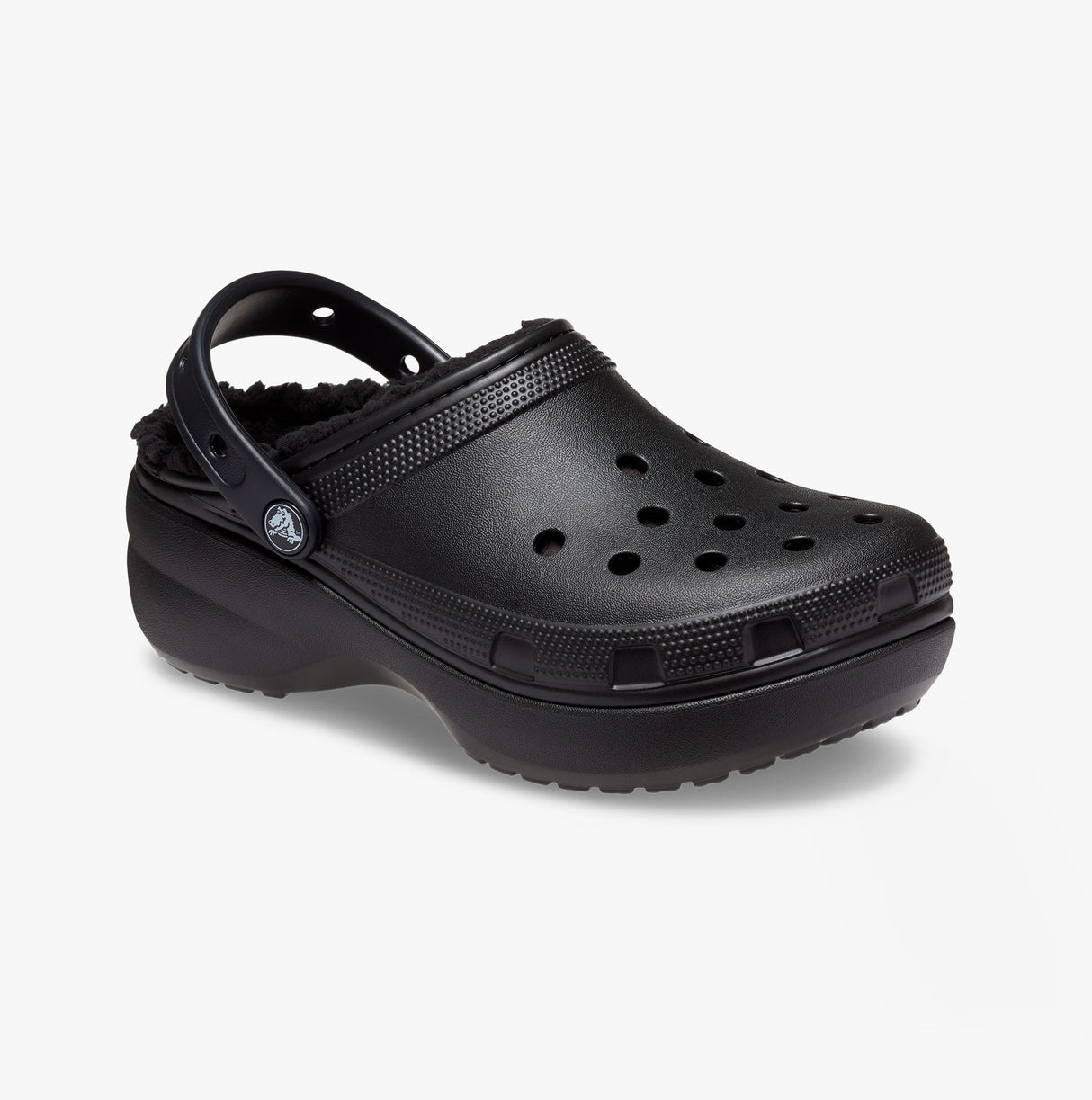 Crocs 207938-001 CLASSIC PLATFORM LINED Womens Clogs Black