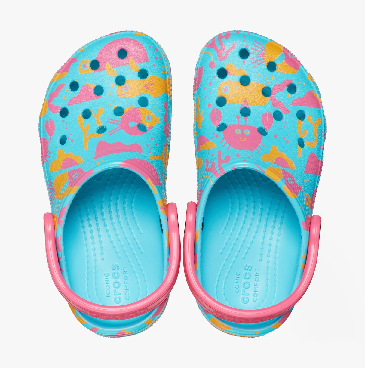 Crocs 209039-6WA CLASSIC ISLAND ESCAPE Girls Clogs Hyper Pink/Multi