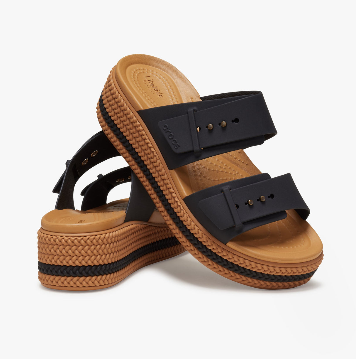 Crocs 209978-001 BROOKLYN WOVEN BUCKLE Womens Sandals Black