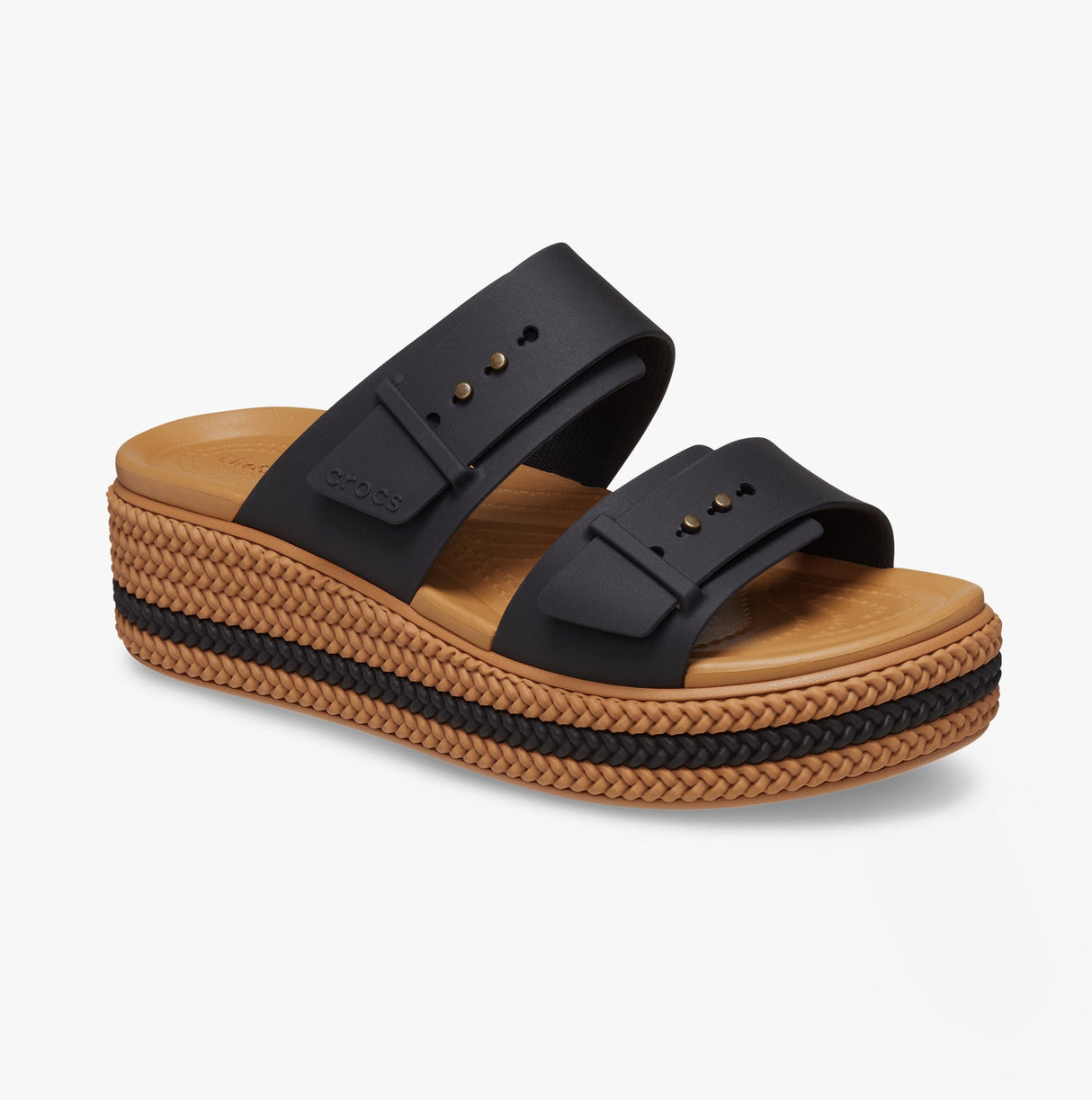 Crocs 209978-001 BROOKLYN WOVEN BUCKLE Womens Sandals Black