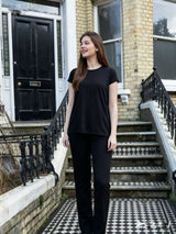Black Luxurious Cotton Breastfeeding Loungewear Short Sleeve