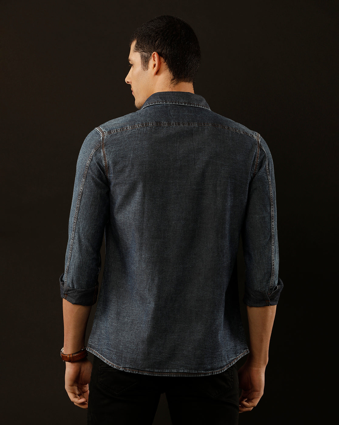 Men's Slim Fit Solid Denim Casual Shirt (DACUL)