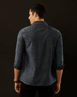 Men's Slim Fit Solid Denim Casual Shirt (DACUL)