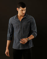 Men's Slim Fit Solid Denim Casual Shirt (DACUL)
