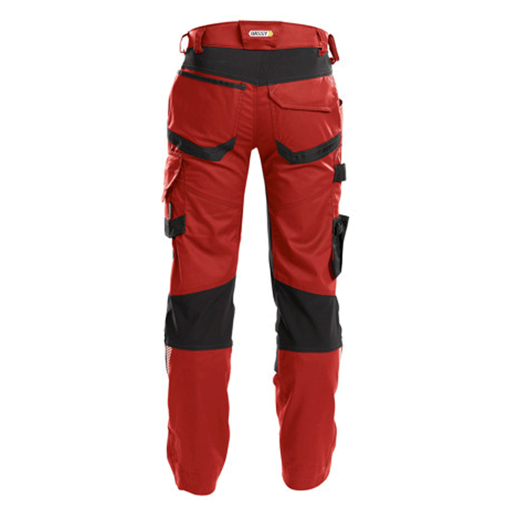 DASSY Dynax 200980 Stretch Kneepad Work Trousers Red/Black 49" Waist, 32" Leg