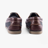 DEK RIVER Mens Leather Moccasin Boat Shoes Navy Blue/Brown