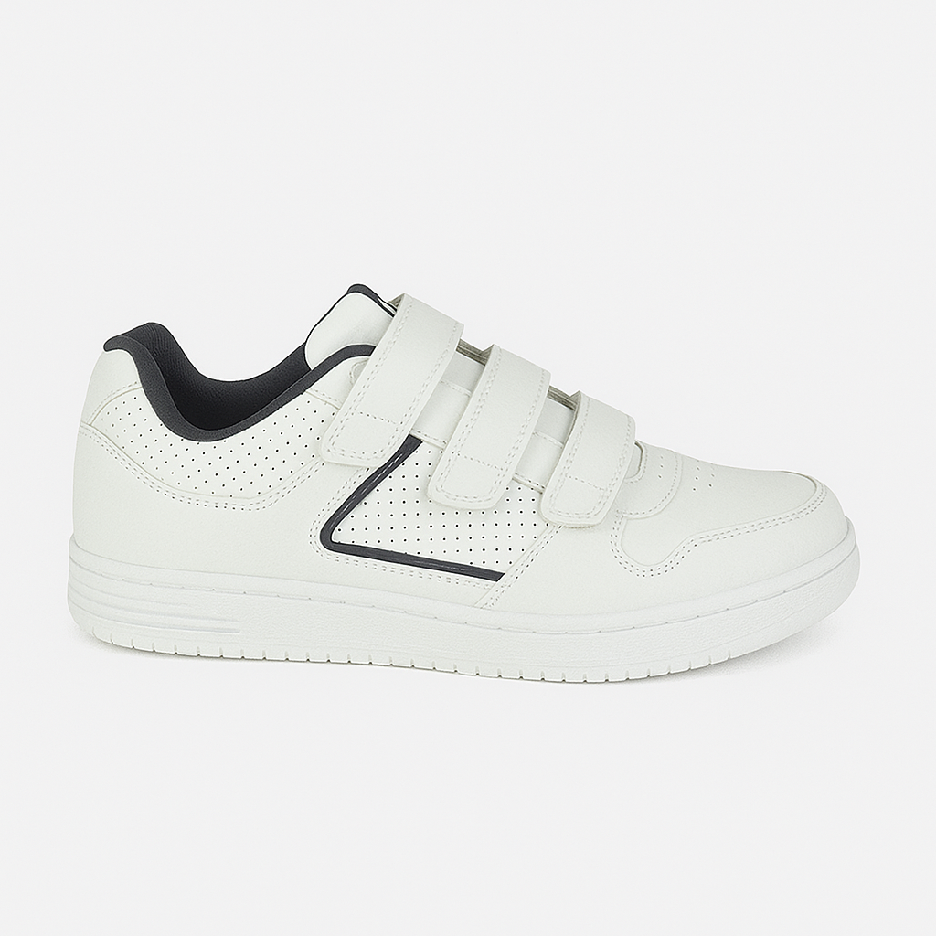 DEK CHARING CROSS Mens Triple Velcro Trainers White