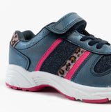 DEK PACIFIC Girls Elasticated Touch Fasten Trainers Metallic Blue/Ocelot