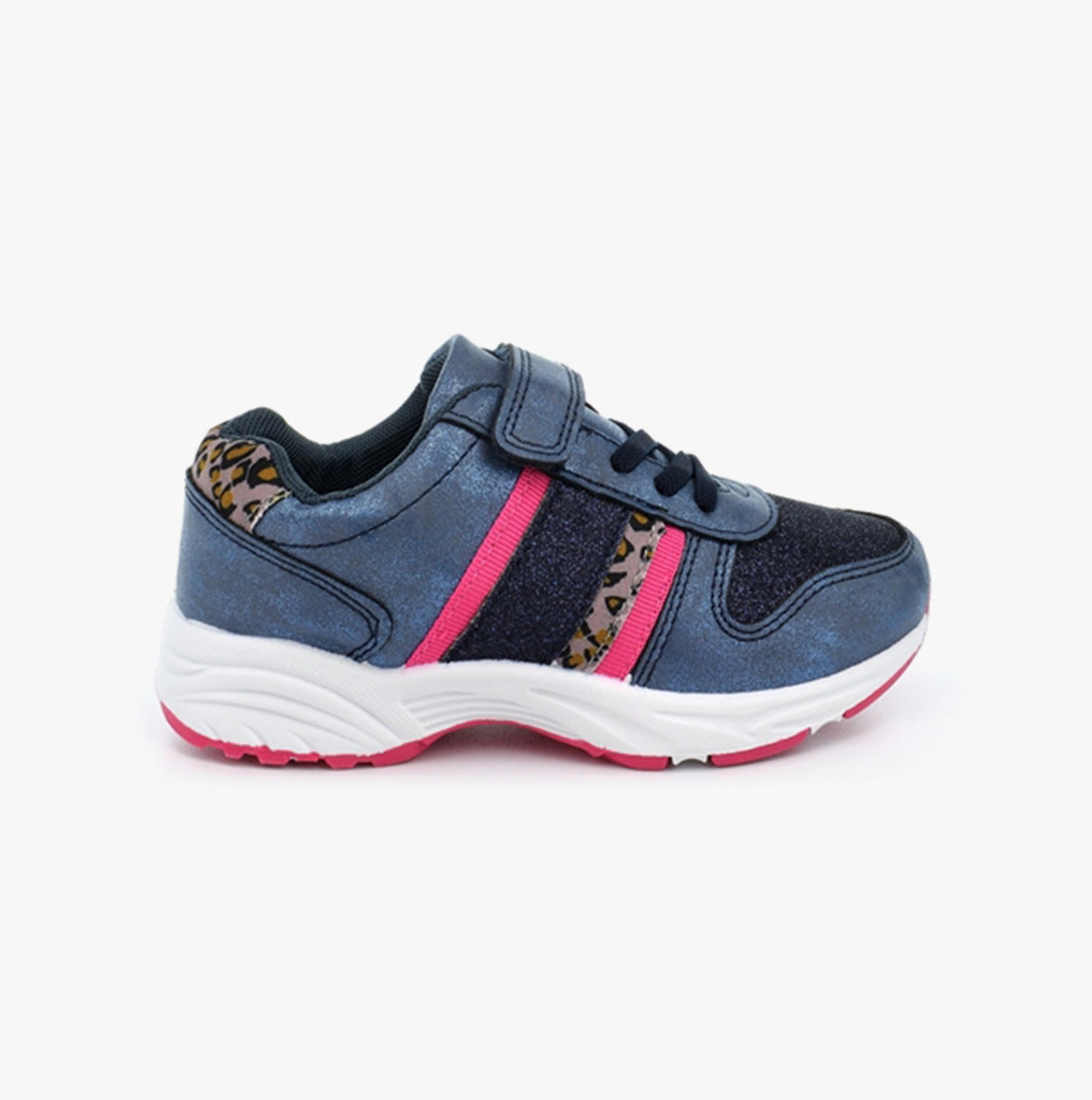 DEK PACIFIC Girls Elasticated Touch Fasten Trainers Metallic Blue/Ocelot