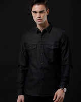 Men's Slim Fit Solid Denim Casual Shirt (DRANS)