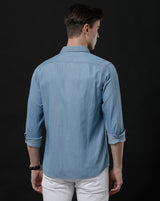 Men's Slim Fit Solid Denim Casual Shirt (DRIZE)