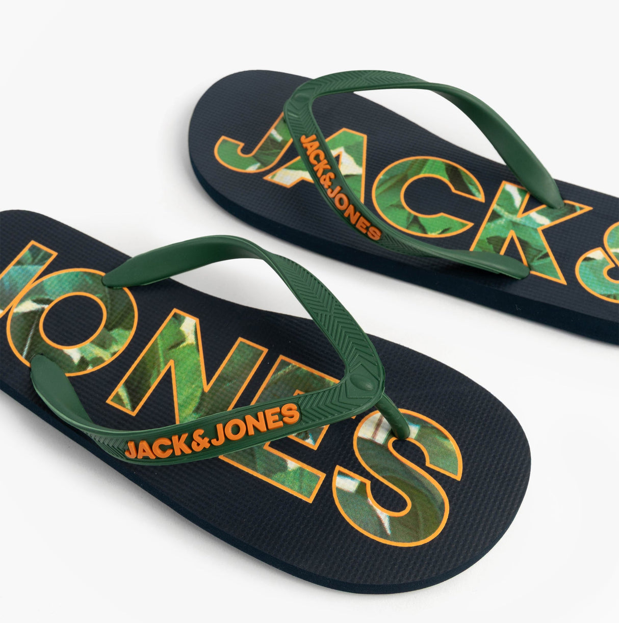 Jack & Jones LOGO PALM PRINT Mens Flip-Flops Navy Blazer
