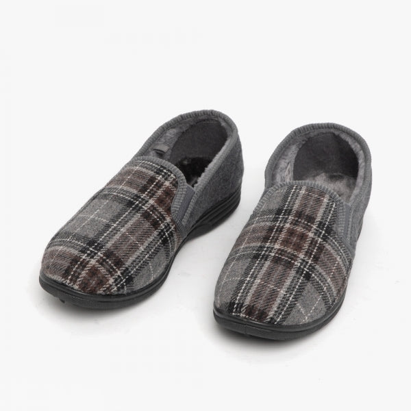 Dr Keller DEREK Mens Full Slippers Grey