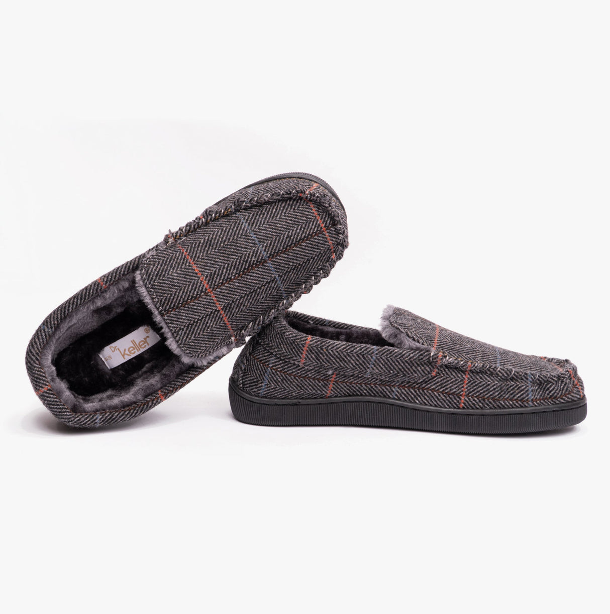 Dr Keller BURT Mens Full Slippers Grey
