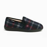 Dunlop MARTYN Mens Lined Textile Full Slippers Navy Check