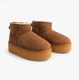 EMU Australia STINGER MICRO FLATFORM Womens Sheepskin Boot Chestnut