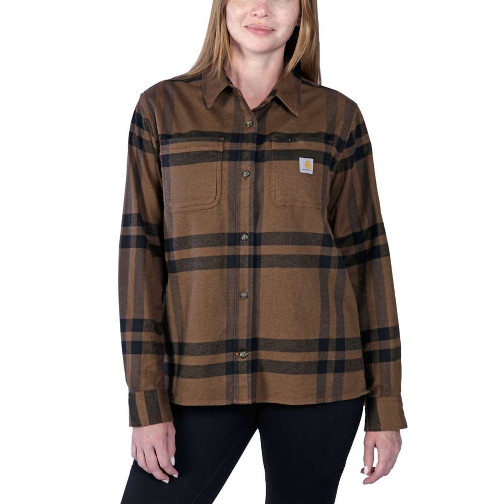 Carhartt 105989 Women's Rugged Flex Loose Fit Midweight Flannel Long-Sleeve Plaid Shirt