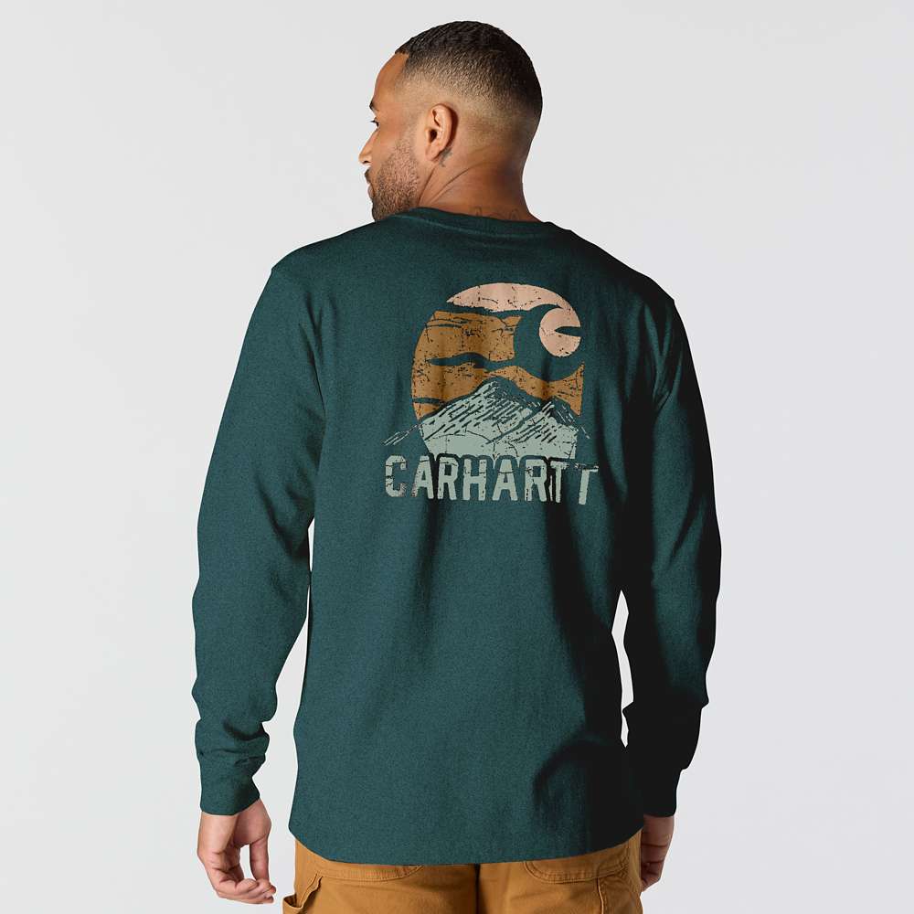 Carhartt 107260 Relaxed Fit Heavyweight Long-Sleeve Mountain Graphic T-Shirt