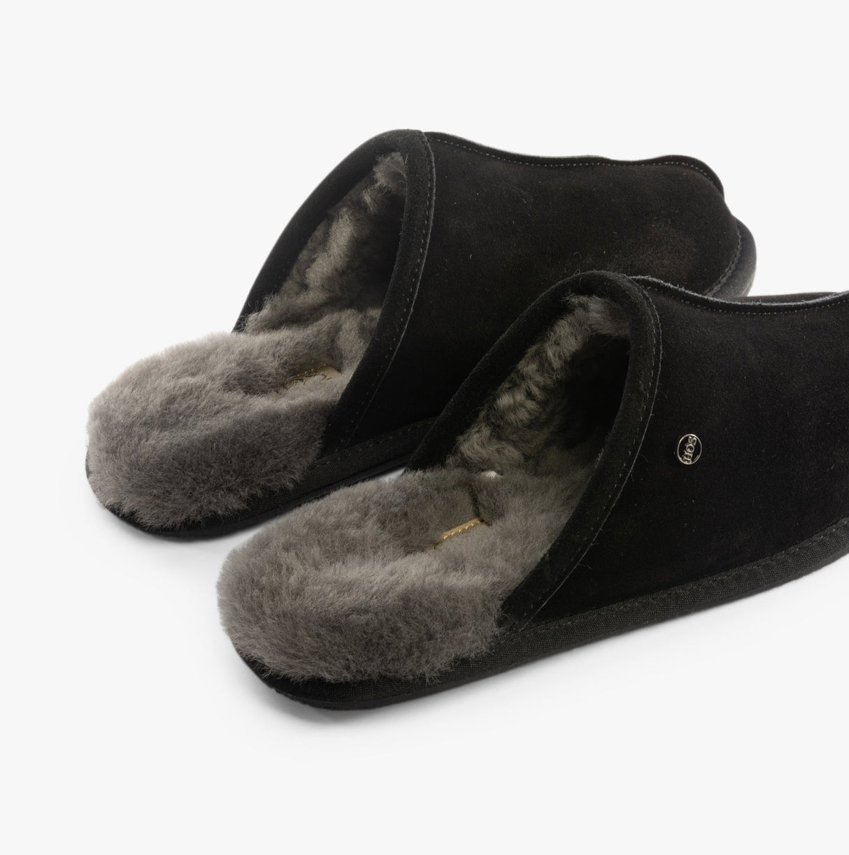 HOS Sheepskin EDWIN Mens Slippers Black