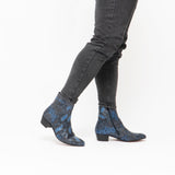 Club Cubano EMMANUEL Mens Snakeprint Leather Cuban Heel Boots Azul