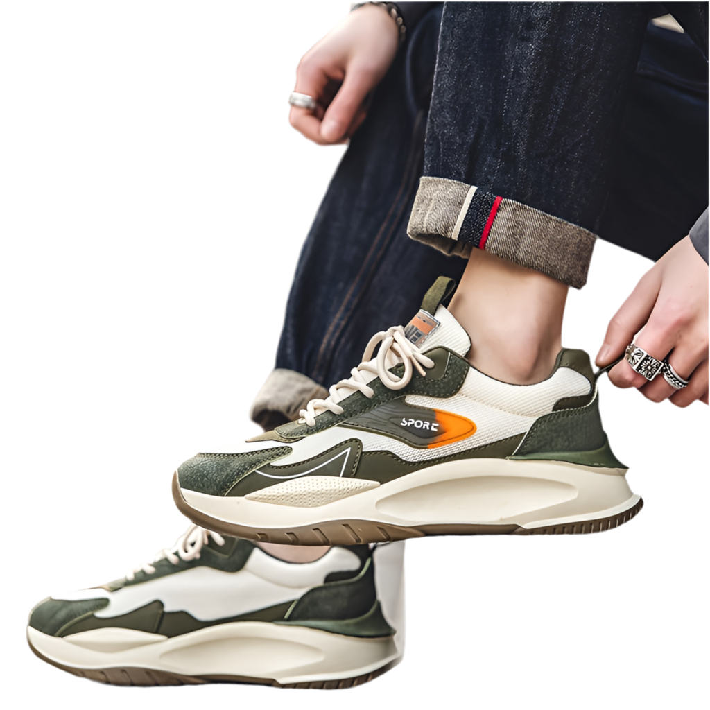 Men's Color Block Chunky Sneakers - Trendy, Comfy, Non-Slip & Durable for Outdoor Activities