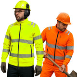Hi-Vis Sweatshirt Zipper Jacket - Breathable with Zip Pockets & Reflective Trim