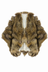 Mocha Charlotte Luxury Fox Fur Cape Coat