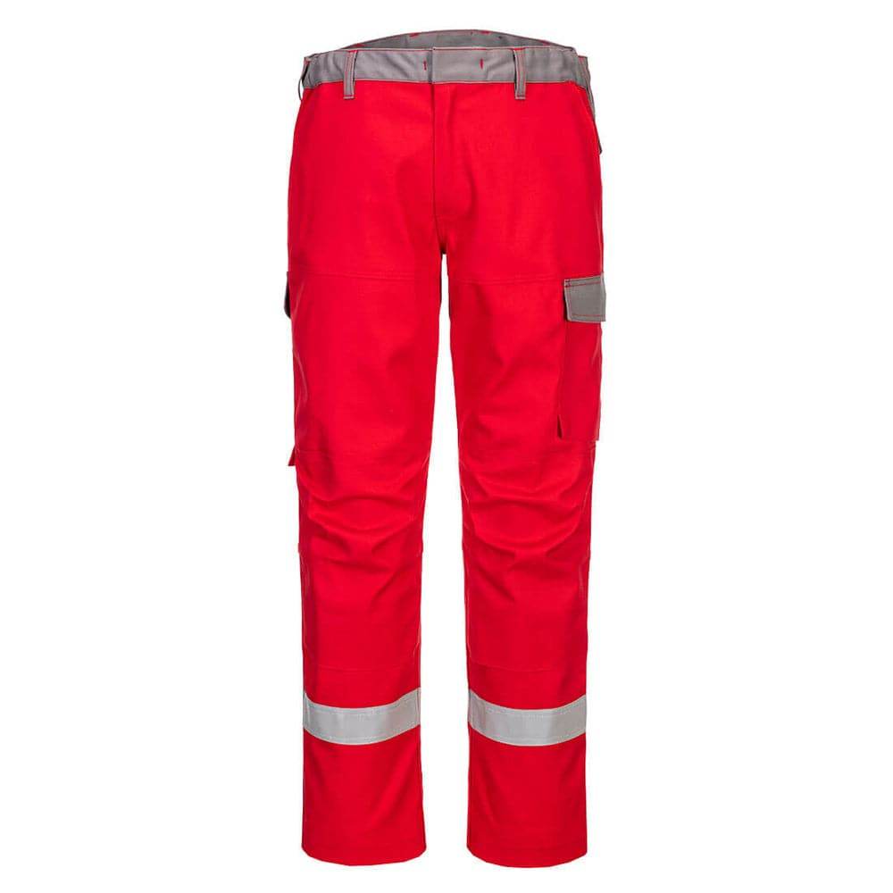 Portwest FR06 FR Bizflame Industry Two Tone Trousers Red, 38" Waist Regular Leg