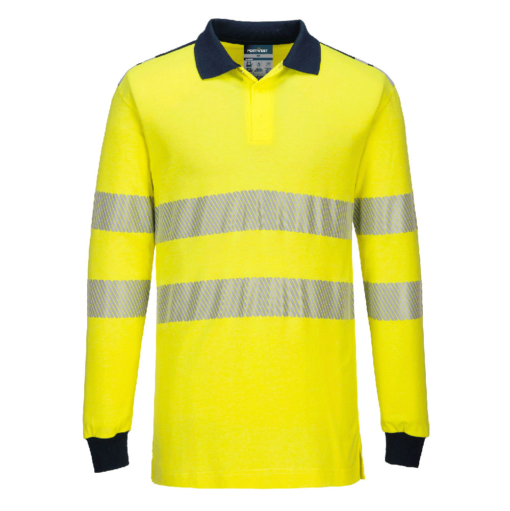 Portwest PW3 Modaflame Knit Hi-Vis FR Long Sleeve Polo Shirt