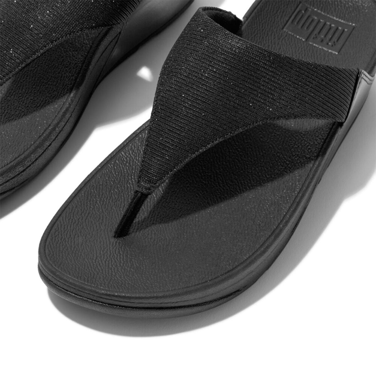 FitFlop LULU SHIMMERLUX Womens Toe Post Sandals All Black