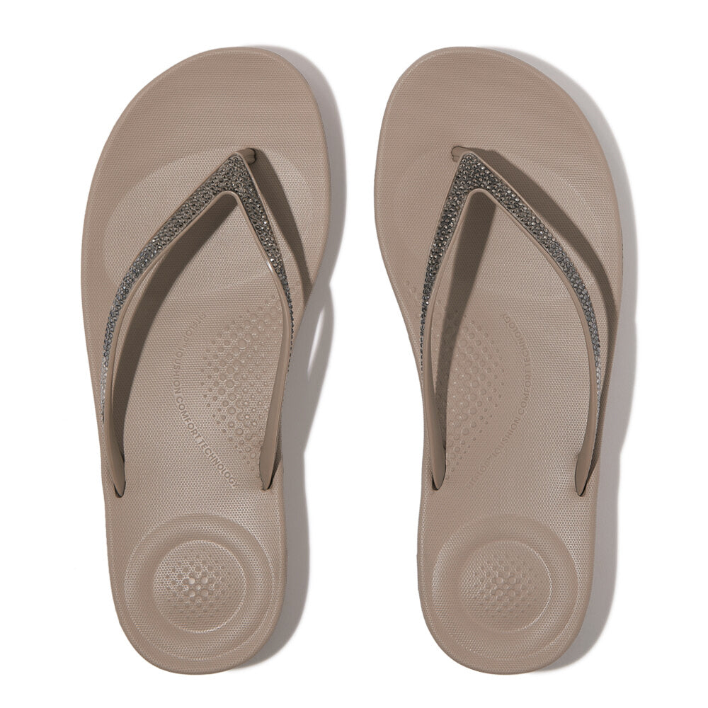 FitFlop IQUSHION OMBRE SPARKLE Womens Flip Flops On Taupe/Pewter