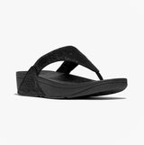 FitFlop LULU CRINKLED-SHIMMER Ladies Toe Post Sandals Metallic Black