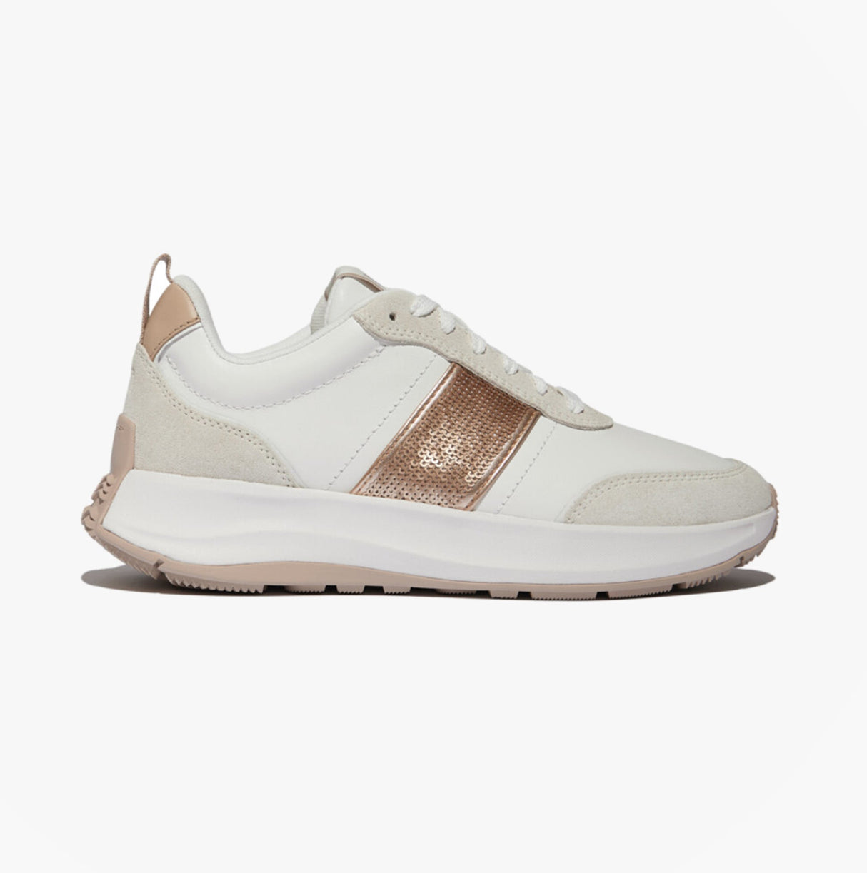 FitFlop F-MODE Womens Leather Trainers Urban White