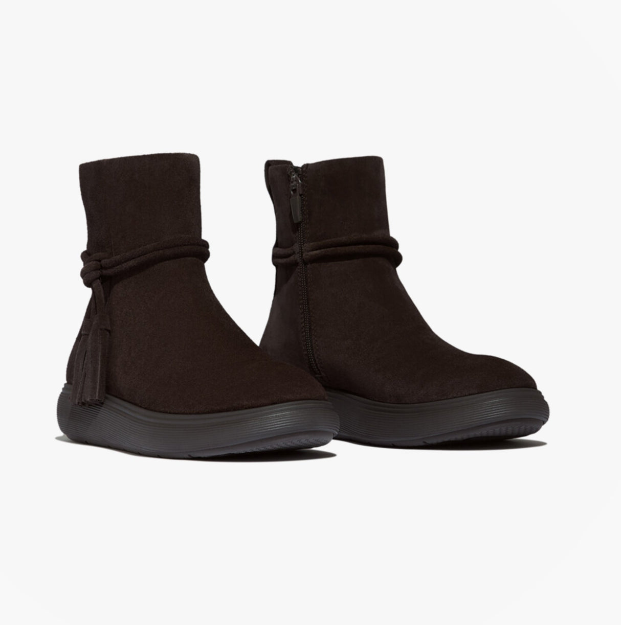 FitFlop iQ-COMFF TASSEL SUEDE Ladies Short Boots Chocolate Brown