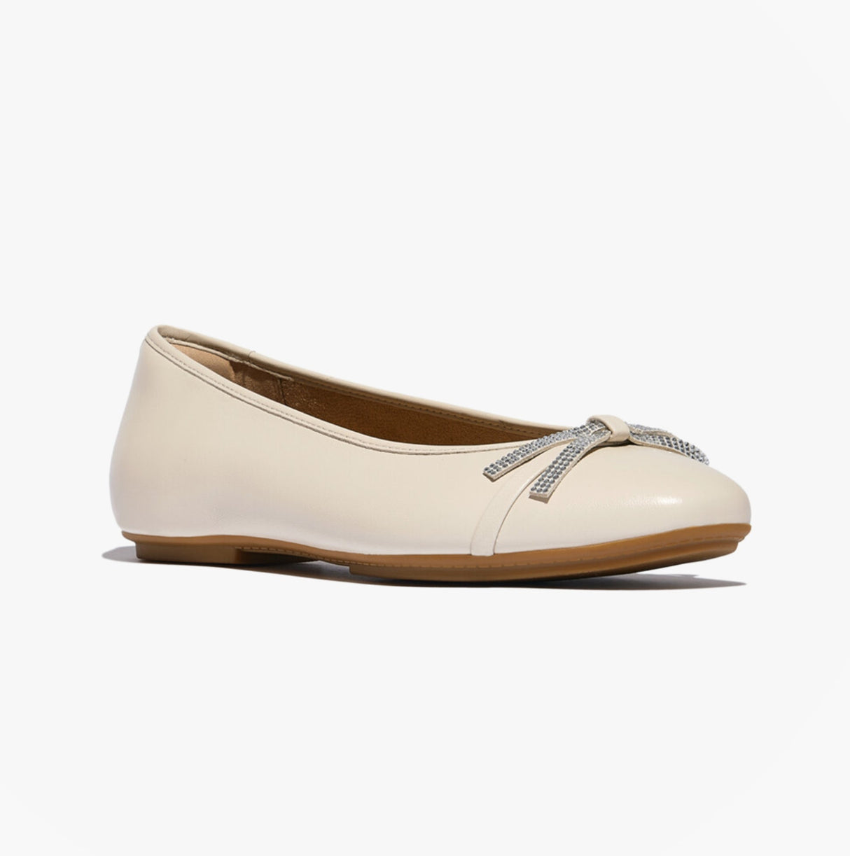 FitFlop DELICATO GLITZ-BOW LEATHER Womens Ballet Paris Beige