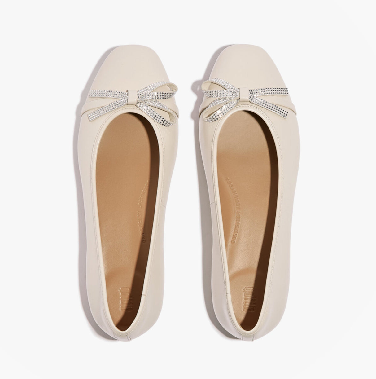 FitFlop DELICATO GLITZ-BOW LEATHER Womens Ballet Paris Beige