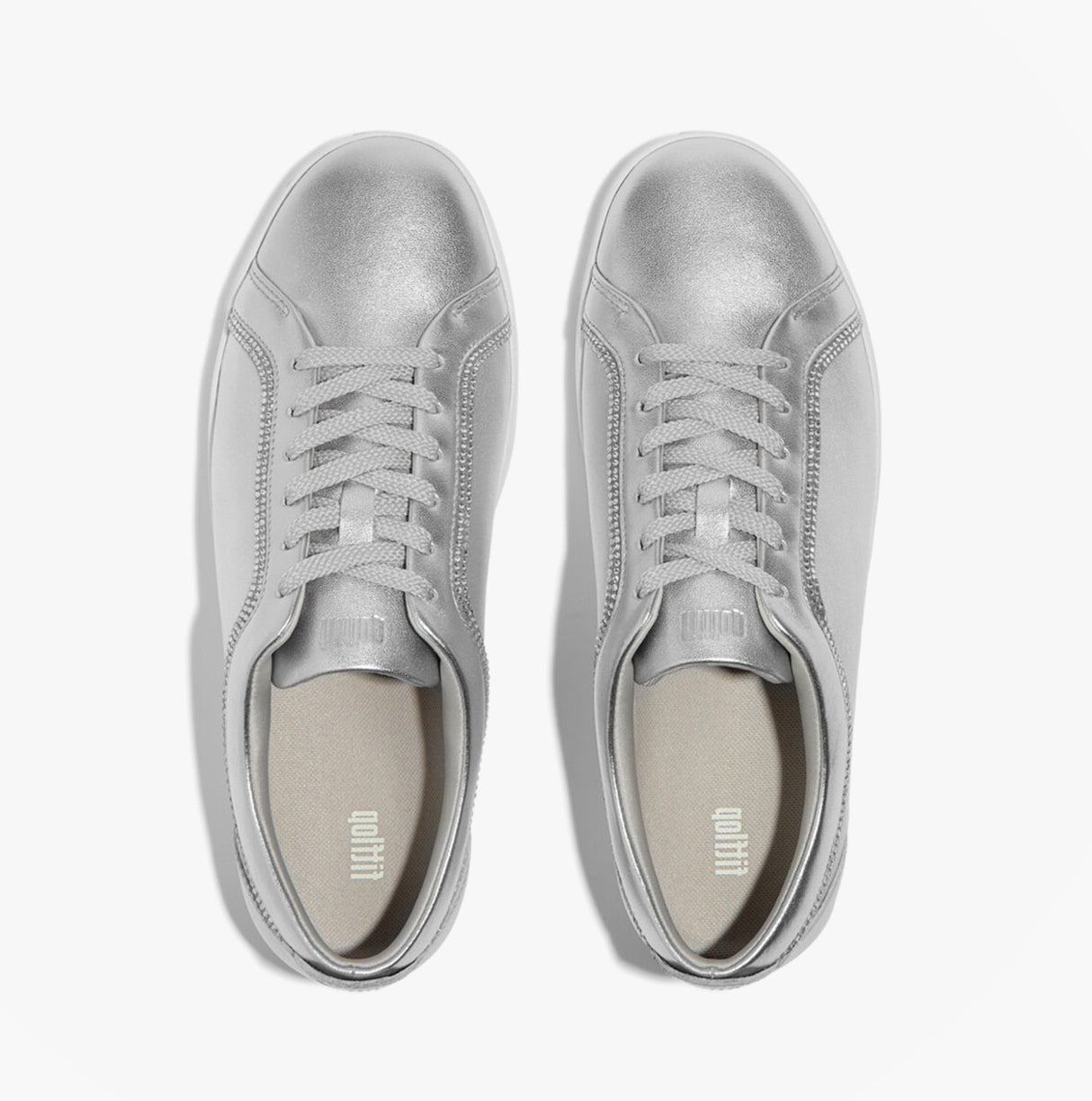 FitFlop RALLY CRYSTAL-TRIM LEATHER Womens Fashion Trainers Silver