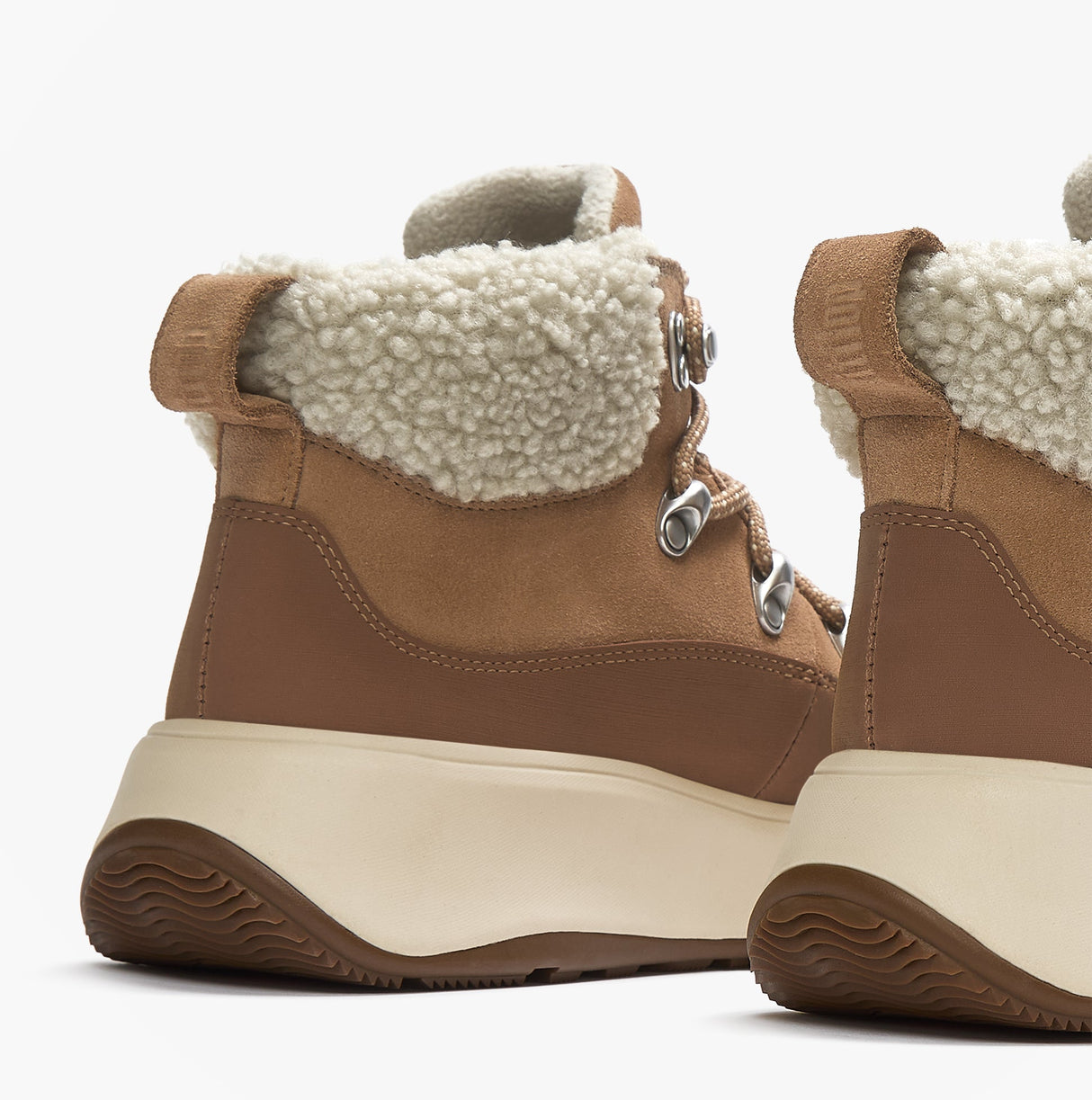 FitFlop F-MODE TEDDY-COLLAR WARM SUEDE Womens Suede Booties Desert Tan