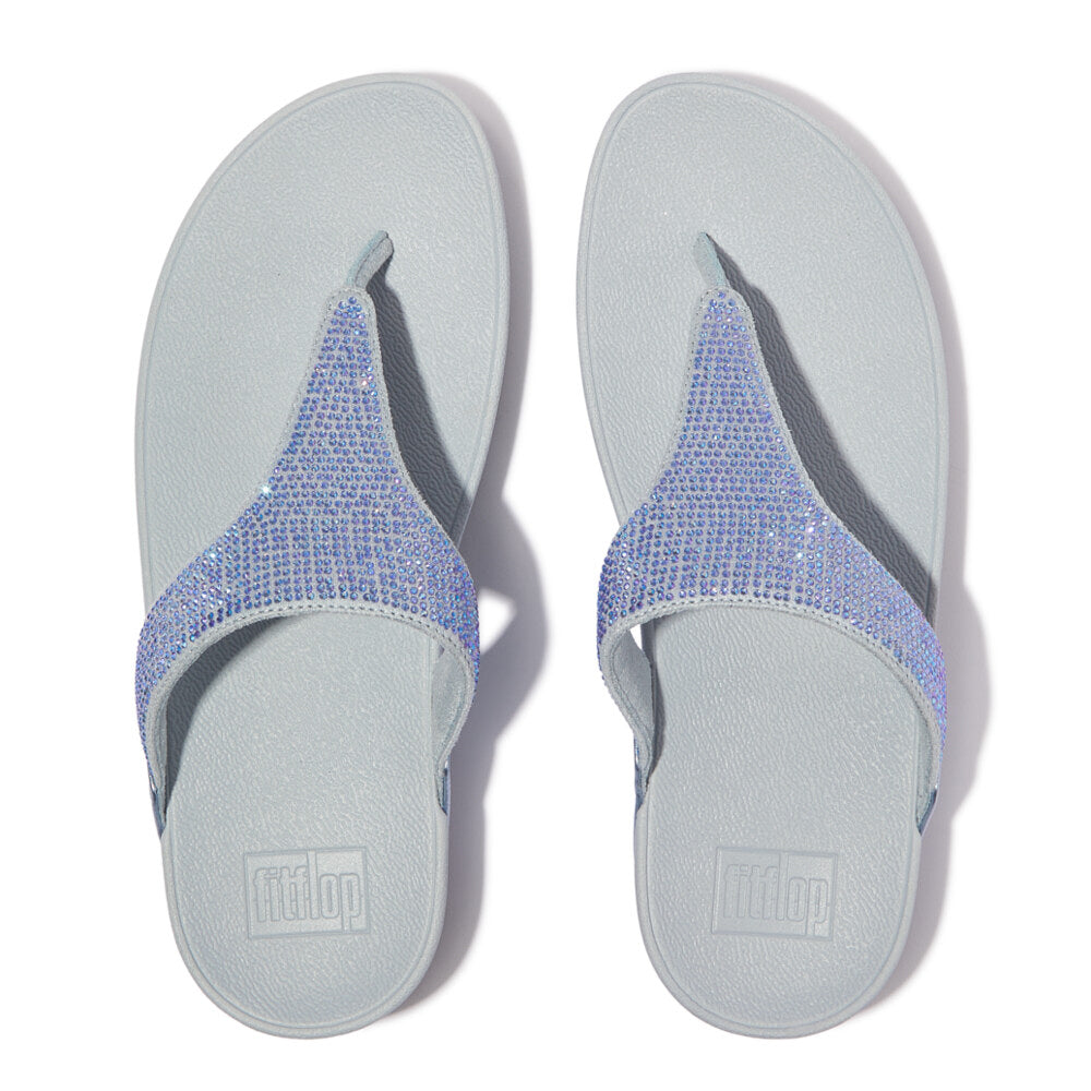 FitFlop LULU CRYSTAL EMBELLISHED Womens Toe Post Sandals Quiet Blue
